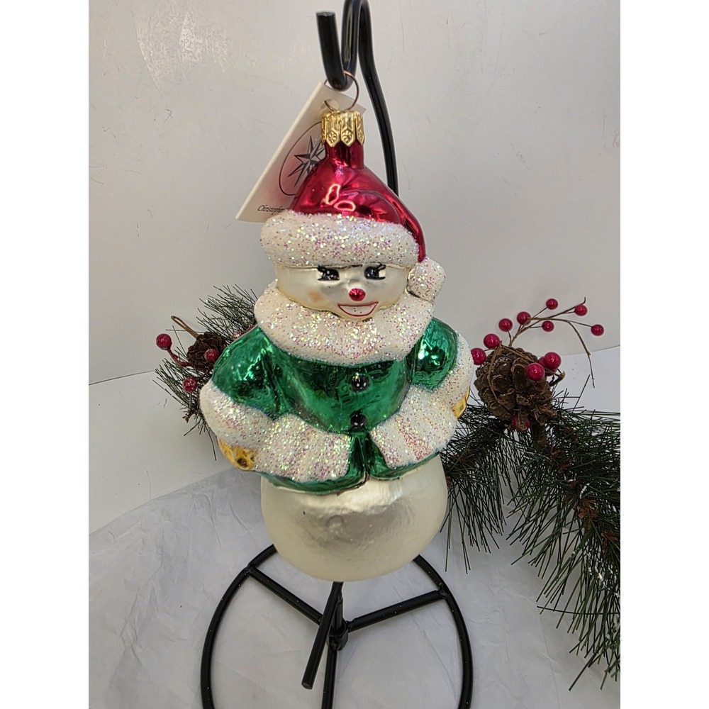 1996 Christopher Radko Forest Bella Snowman Ornament #96-160-1 Poland 5.5" Tag